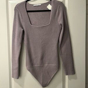 Abercrombie & Fitch Mauve/Purplish-Gray Ribbed Bodysuit